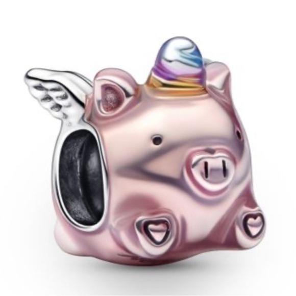 NWOT Flying Unicorn Pig Charm Sterling Silver 925 - Picture 1 of 13